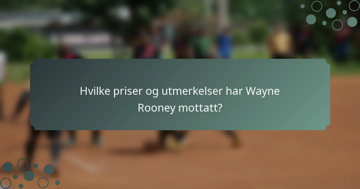 Hvilke priser og utmerkelser har Wayne Rooney mottatt?