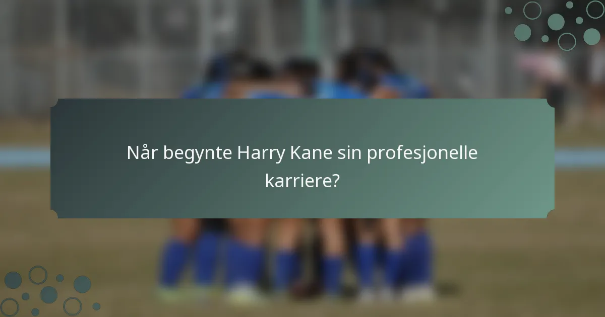 Når begynte Harry Kane sin profesjonelle karriere?