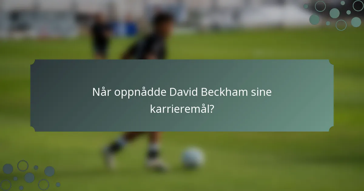 Når oppnådde David Beckham sine karrieremål?